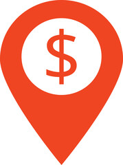 Poster - map pointer with dollar icon isolated on white background . bank location symbol vector . location p