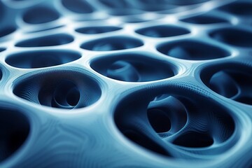 Poster - An intricate design of interconnected cells with a dark blue theme, symbolizing complexity and connectivity in nature