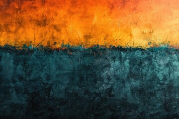 A painting with a blue and orange background. The painting is abstract and has a lot of texture