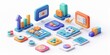 Colorful 3d digital marketing icons and graphs