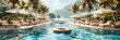 Tropical Resort Pool Overlooking the Sea, Ideal for Relaxation and Leisure in a Beautiful Setting