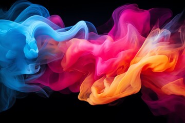 Wall Mural - A colorful, flowing stream of smoke with a blue and orange section