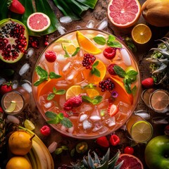 Wall Mural - Bowl of Fruit and Ice on Table