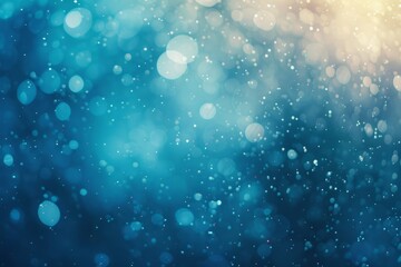 Poster - Blurry blue and yellow lights scatter across a wide-angle view, creating an abstract and elegant display