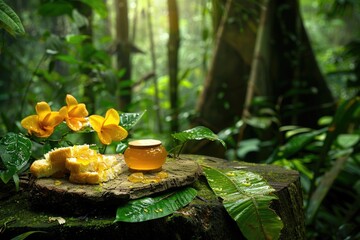 Manna in the Rainforest: Enjoying a Fresh Meal of Bread and Honey Amidst the Wild Greenery