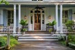 Inviting Southern Home with Beautiful Covered Porch: A Luxurious Real Estate Image of an Expensive