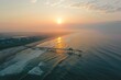 Unforgettable Sunrise: Aerial View of Avon Pier at Outer Banks  Flying High with Drone