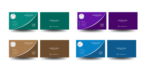 a white green and blue modern creative business card and name card. double sided business card templ