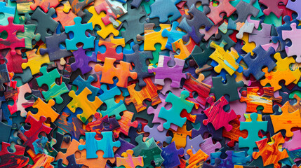 Poster - A colorful jigsaw puzzle with pieces of different colors and sizes