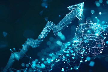 Poster - A blue and white image of a graph with a blue arrow pointing upwards