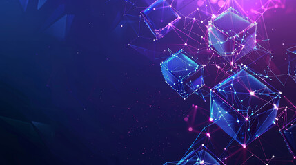 Poster - A blue background with a bunch of cubes in different sizes