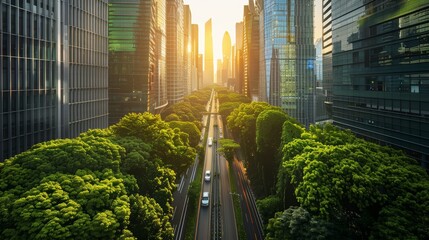 sustainable infrastructure, images depicting green buildings, energy-efficient cities, and eco-frien