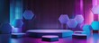 3d render abstract background with empty blue and purple hexagon podium scene for product presentation design