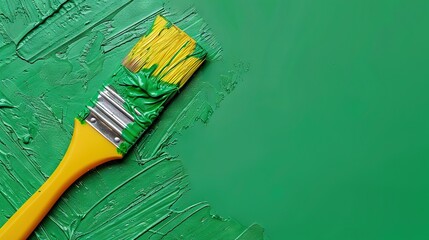 Sticker -   A paintbrush with green and yellow bristles on it