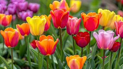 Canvas Print - Get ready for cheerful greetings with vibrant tulips up close perfect for Mother s Day cards or International Women s Day celebrations