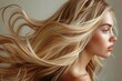 © Larisa AI - The side view captures the dynamic motion of long, blonde hair creating a lively, swirling effect