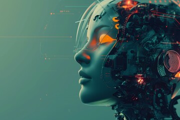 Poster - Versatile Ai concept robot. Computer data. Generate Ai