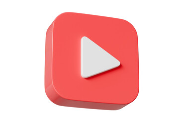 Aufkleber - 3d realistic playing videos button icon isolated on white background. minimal red videos player icon