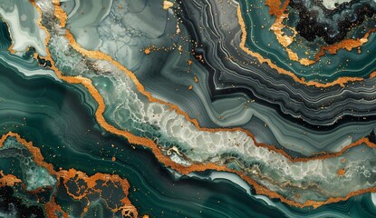 Wall Mural - Abstract background with teal and gold patterns