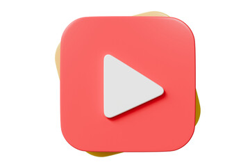 Aufkleber - 3d realistic playing videos button icon isolated on white background. minimal red videos player icon