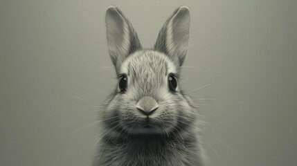 Poster -  Blurry background of a rabbit's head in black and white