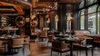© Matthew - This inviting restaurant shows a sophisticated design with dark wood accents, leather chairs, and brass lighting creating a cozy, refined atmosphere