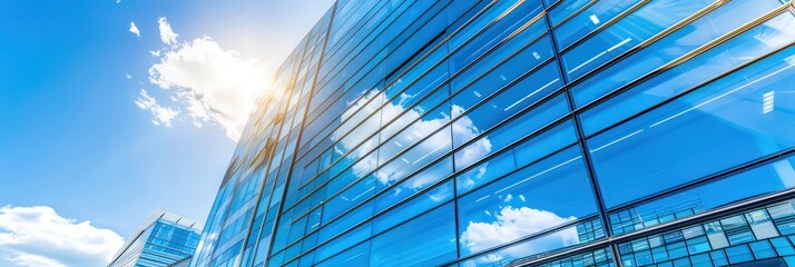 Wall Mural - stunning image showcasing modern architectural glass building with reflective windows against a clea