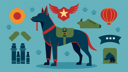 Wall Mural - Forgotten Soldiers A thoughtprovoking illustration shedding light on the often overlooked and underappreciated role of military war dogs reminding us. Vector illustration