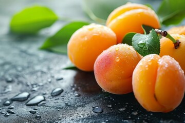 Poster - Smooth Apricots fruits. Vegetarian ripe sweet. Generate Ai