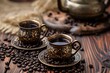 Smooth Arabic coffee traditional. Food culture. Generate Ai