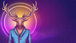 Dapper deer in stylish suit, Debonair deer with antlers dressed in an elegant  suit and violet background 