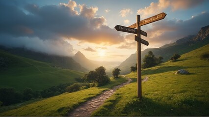 Canvas Print - sunset over the mountains