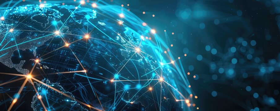 A global network connection over the planet earth.