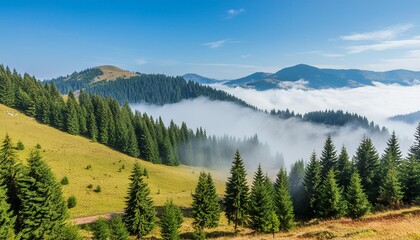 Wall Mural - foggy landscape in the romanian carpathians ai generated image