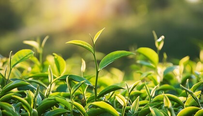 Wall Mural - fresh tea bud and leaves in tea plantations