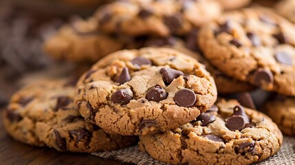 Chocolate chip cookies on a cooling rack. Generative Ai