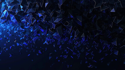 Wall Mural - Black to royal blue gradient with tiny polygonal molecular technology a sleek transition of colors with sharp, interconnected small polygonal shapes.