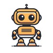 Minimalistic cartoon little robot in vector 2D style on a white background
