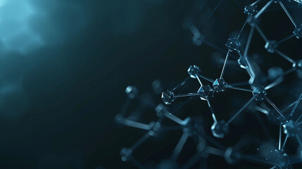 Wall Mural - Dark gradient with high-tech tiny molecular mesh futuristic small polygonal connections fading from dark blue to black, symbolizing the advancements in molecular science.