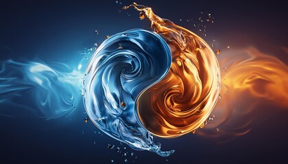 Wall Mural - spiritual water and fire element swirl duality by generative ai
