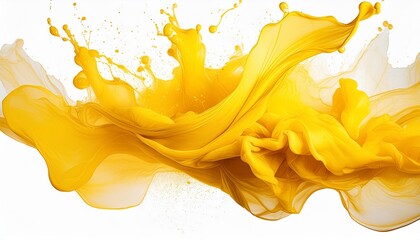 abstract yellow color painting illustration watercolor splashes or stain isolated on transparent background png generative ai