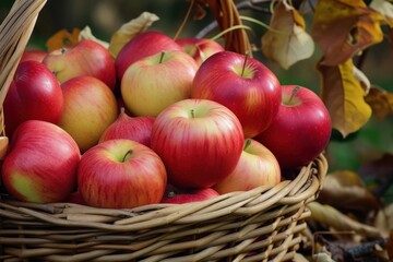 Poster - Tangy Green apples basket food. Diet organic. Generate Ai