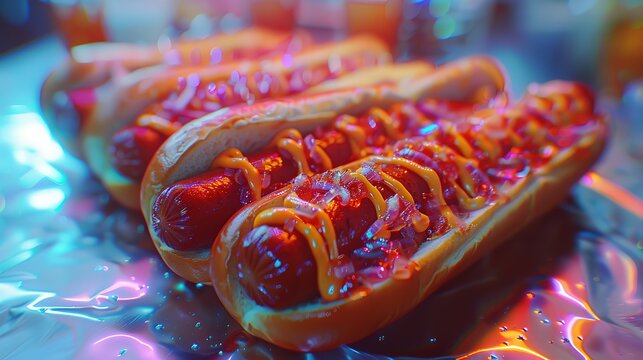 Beyond Reality: Rainbow Teru Teru Bozu Embrace Massive Hot Dog Delights
