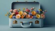  Pastel Spring & Summer Flower Filled Suitcase: Creative Lifestyle, Self-Care, Travel Concept - 3D Render for Lifestyle Blogs, Travel Magazines, Wellness Websites