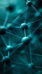 Poster - Interconnected dots on vivid blue surface, representing communication and network concept