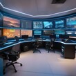 Futuristic cyber security control room with digital screens5