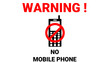 Warning No cell phones, prohibited. no smartphone, no mobile phone allowed branding sign vector Illustration.