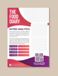 the food diary Flyer design. Corporate business template for Annual Report, Catalog or Magazine. Modern layout with abstract background and dark flat header. Creative poster with photo space.