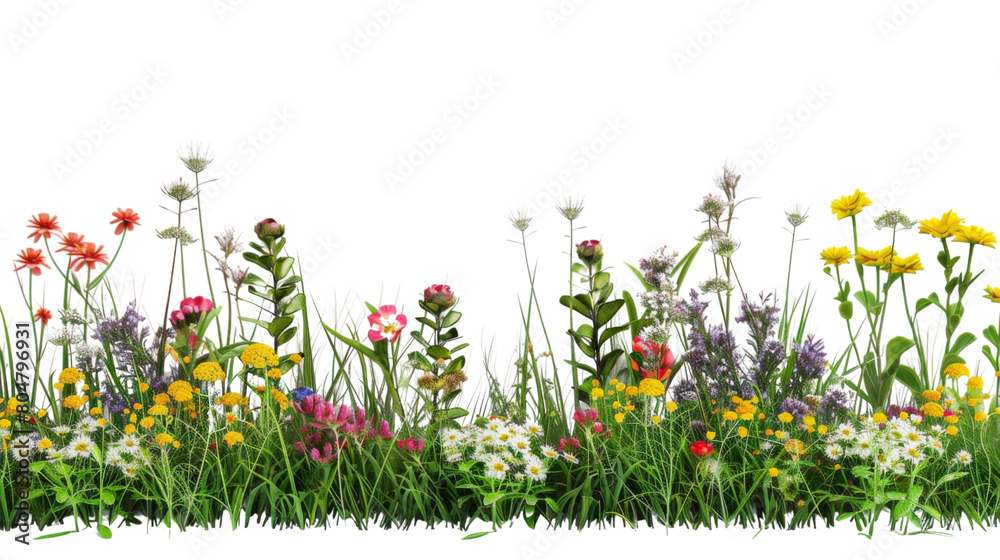 Flower garden, meadow, and grass on a white background, png transparent  Stock Photo | Adobe Stock