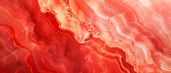 Poster - Red marble texture background with smooth wavy lines, elegant and modern design.